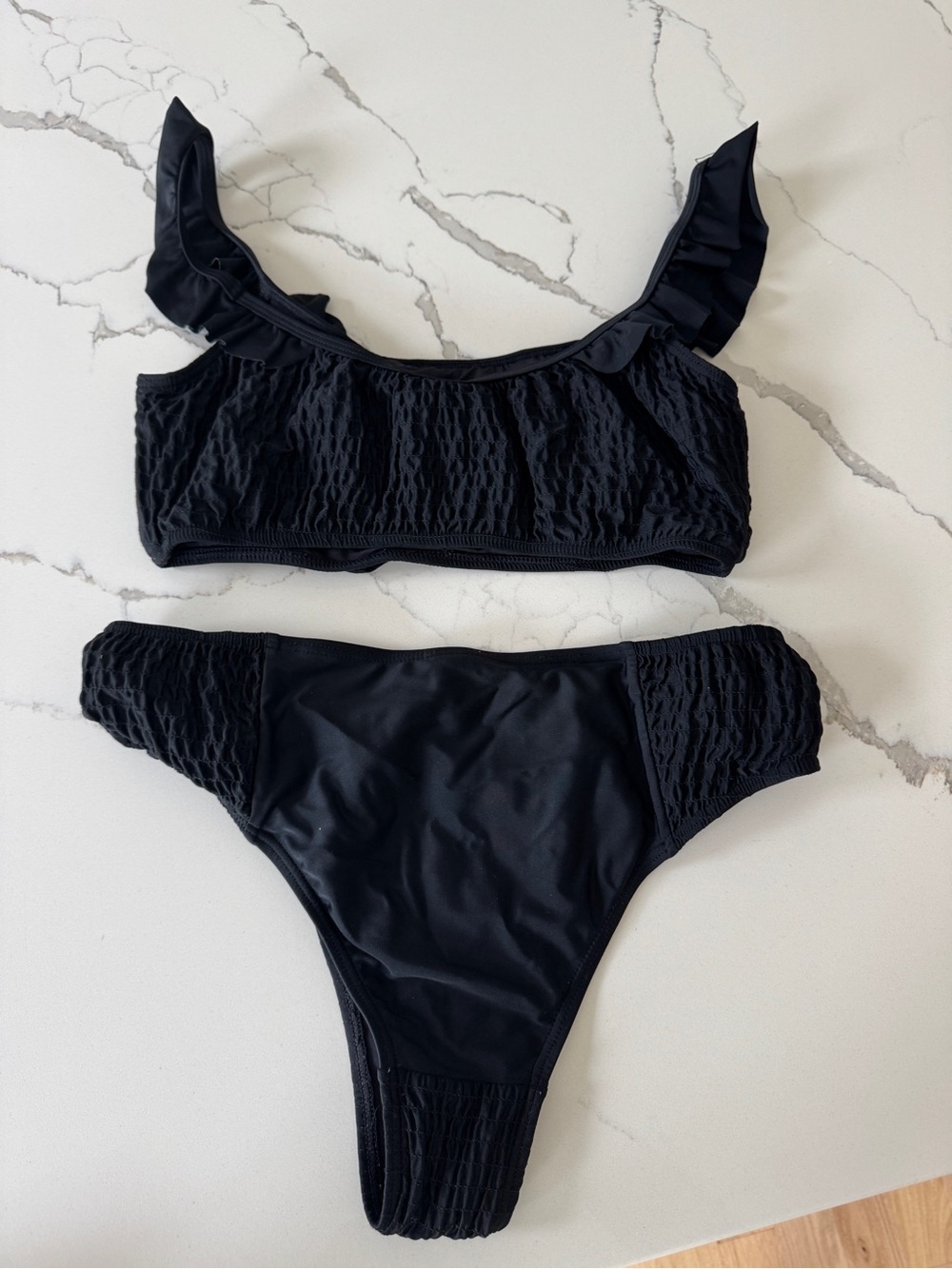 MINKPINK Black Ruffled scrunch Bikini Set